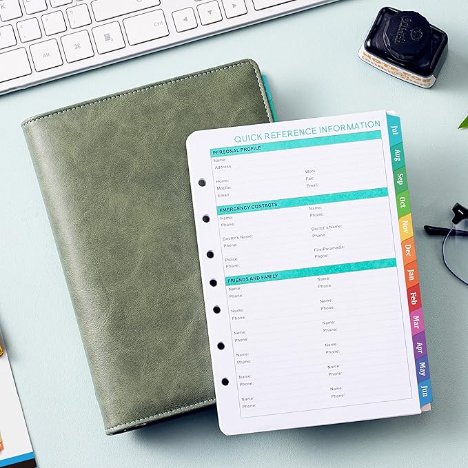 2026-2027 Planner Refills - A5 Planner Inserts with 7-Hole Punched, JUL 2026 - JUN 2027, 5-1/2" x 8-1/2", Planner Refills 2026-2027, A5 Binder Inserts, Weekly Monthly Planner 26-27 with Colorful Tabs