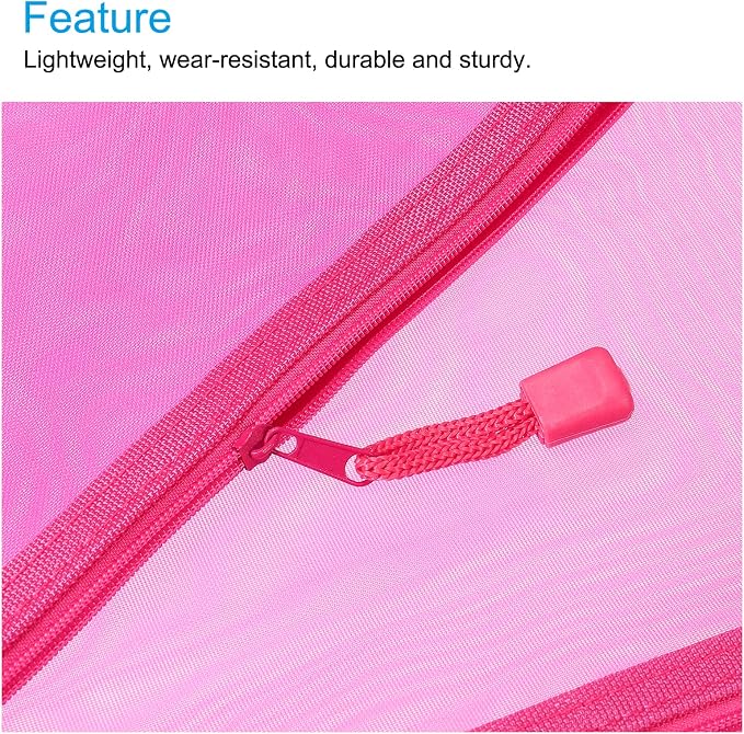 MECCANIXITY Mesh Zipper Bags, A5 Nylon Zip Pouch Pencil Case Storage Pockets for Travel Office Accessories, Rose Red Pack of 6