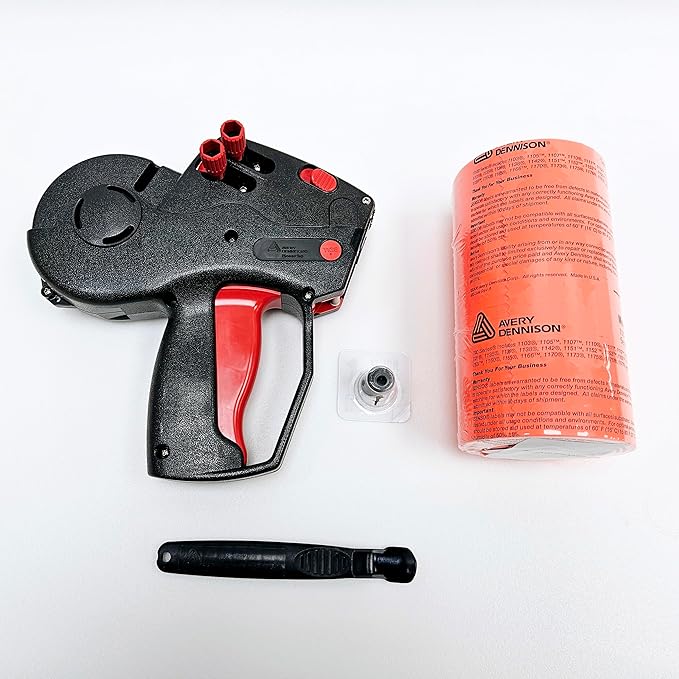 Monarch 1136 Price Gun 1136-01 - Includes Sleeve of Genuine Fluorescent Red Labels, Label Scraper & Ink Roller - Two Line Labeler