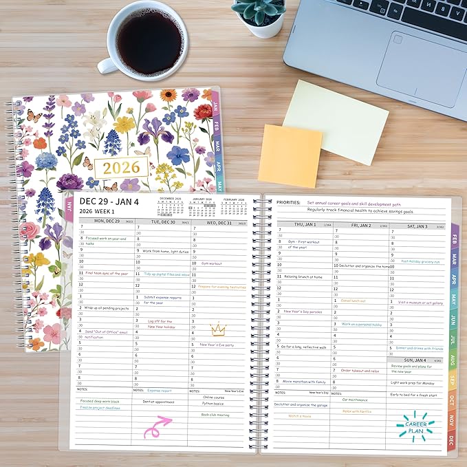 2026 Appointment Book, 30 Minutes-Hourly, Weekly ＆ Monthly Calendar Planner 2026, Jan 2026 - Dec 2026, 8.5'' x 11'', 2026 Daily Planner with Tabs ＆Pocket, Flexible Cover, Great for Office, Home, School