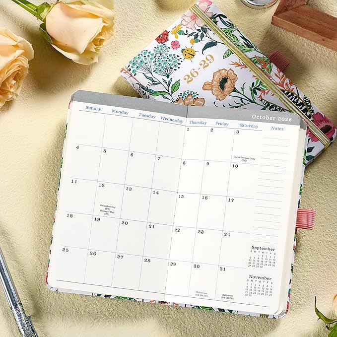 2026-2029 Pocket Planner/Calendar - 3 Year Monthly Planner 2026-2029, Jul 2026 - Jun 2029, 3.8" x 6.3", Small/Purse Planner 36 Months with Pen Holder, Inner Pocket, Elastic Closure and 61 Notes Pages
