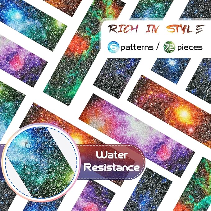 Gersoniel 72 Pcs Anxiety Sensory Stickers Calm Stickers Adhesive Textured Mental Health Strips Mindfulness Fidget Decals Stress Anxiety Relief Items for Desk Therapy Office Counselor(Galaxy)