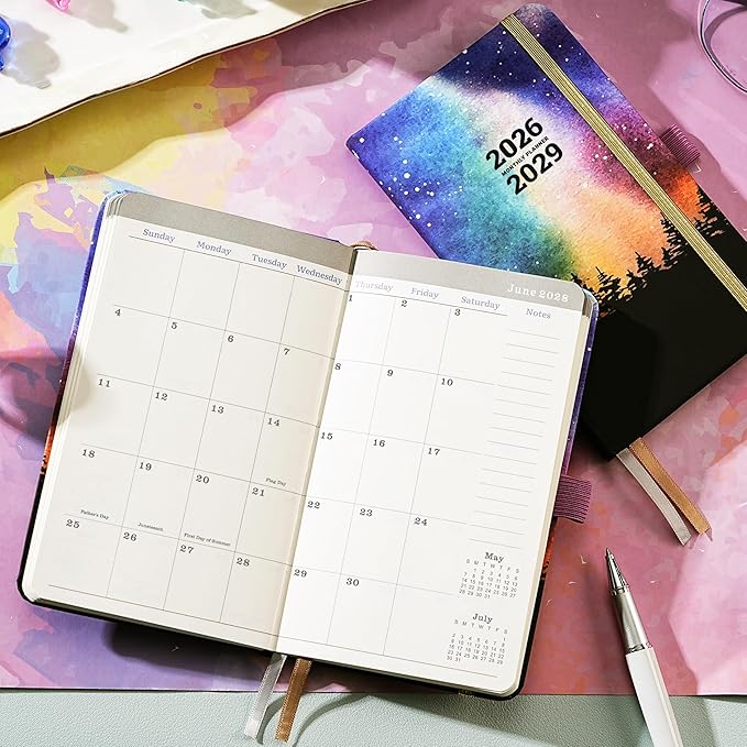 2026-2029 Pocket Planner/Calendar - 3 Year Monthly Planner 2026-2029 from July 2026 - June 2029(36 Months), 3.8" x 6.3", Inner Pocket, Pen Holder & Elastic Closure - Colorful