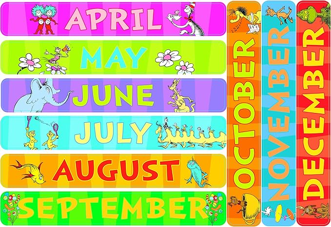 Eureka Classroom Supplies Back to School Dr. Seuss Teacher Calendar Bulletin Board Set, 122 pcs