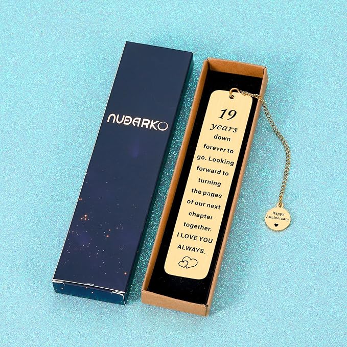 19 Years 19th Anniversary Bronze Gifts for Him Her Men Women Couple 19th Bronze Anniversary Wedding Gifts for Her Wife Girlfriend Husband Aniversario Gold Bookmark Christmas Valentine Gift for Women