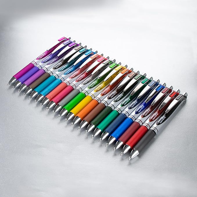 Pentel EnerGel RTX True Colors United 0.7mm Medium Line, 20 Assorted ink Colors, Pack of 20 pens BL77PC20MTCU