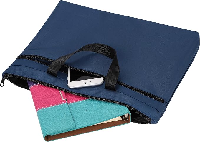 Ibluelover Portable Business Briefcase Zipper Bag Waterproof Durable A4 File Folder Bag Lightweight Carrying Case Handbag File Storage Organizer Holder for Office Meetings Travel