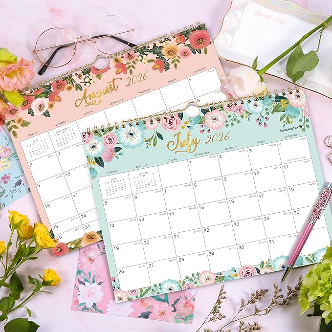 Calendar 2026-2027 - Wall Calendar 2026-2027, 11" x 8.5", JUL.2026 -DEC.2027, 18 Monthly Wall Planner Large, Hanging Hook, Wall Calendar With Twin-Wire Binding