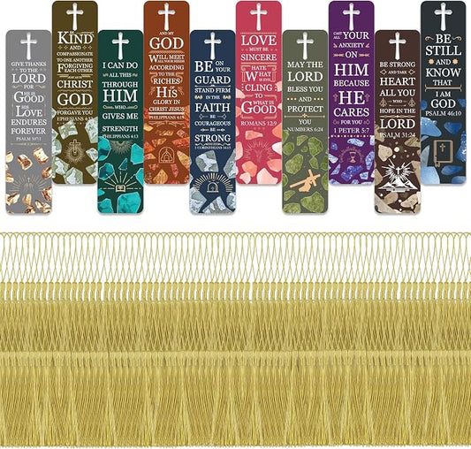 100 Pieces Paper Bible Verse Bookmarks with Tassels and Storage Box – Christian Religious Bookmarks Bulk with Scripture Quotes for Church, Reading Lover, Men, Women, Kids, Inspirational Faith Gifts