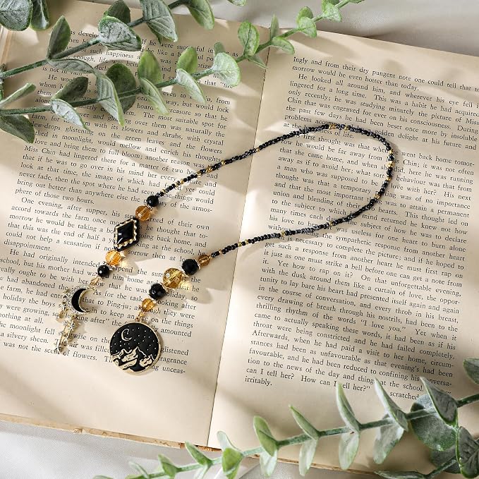 Fantasy Acotar Bookmark Gifts - Inspirational Moon Star Beaded Bookmarks for Women Men Book Lovers Crystal Bead Chain Page Marks School Reading Accessories Bookish Gift for Birthday Christmas
