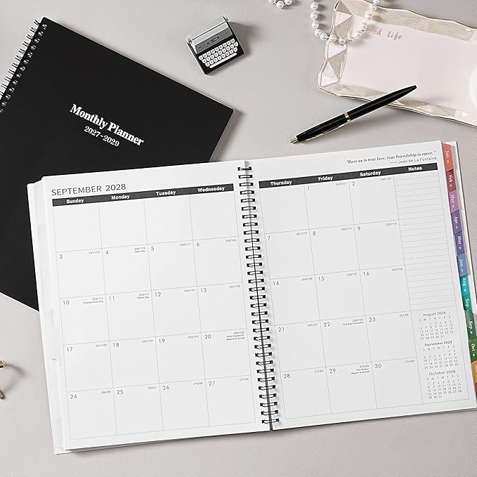2027-2029 Monthly Planner/Calendar - 3 Year Monthly Planner 2027-2029, Jan. 2027 - Dec. 2029, 9'' x 11'', Calendar Planner with 36 Months Tabs, Double-side Pocket, Holidays, Notes Pages