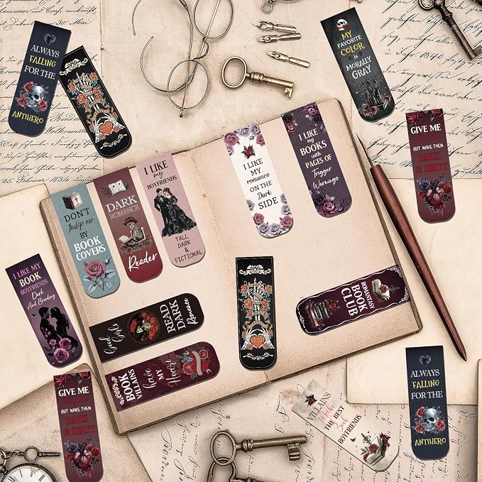 Dark Romance Magnetic Bookmark Gifts - Wxiben 30PCS Funny Magnetic Bookmarks Gothic Book Mark Magnets Romantasy Page Marker Clip Gift for Women Girls Dark Romance Reader Students Teachers Supplies