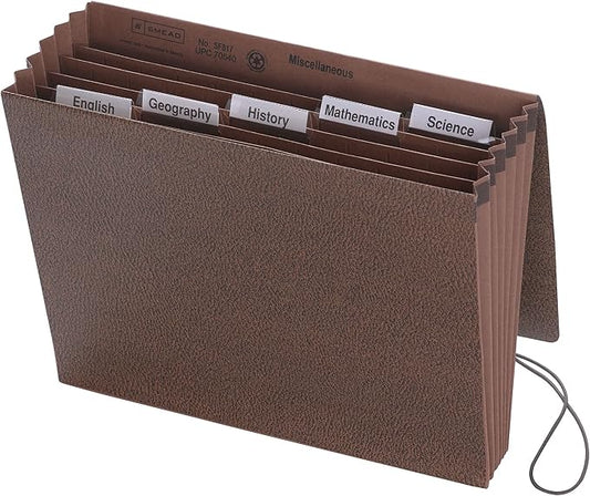 Smead School Subject File Organizer, Flap and Elastic Cord Closure, 6 Pockets, Letter Size, Redrope (70540)