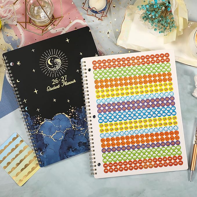 Student Planner 2026-2027 - School Planner 2026-2027 from Jul 2026 - Jun 2027, 9’’ × 11’’, Academic Weekly Lesson Calendar with 12 Monthly Tabs, Twin-Wire Binding, Stickers, Perfect Organizer