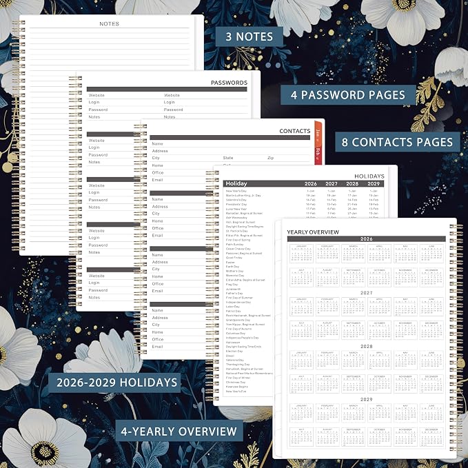 2026-2029 Monthly Planner/Calendar - July 2026 - June 2029, 9'' x 11'', 3 Year Monthly Planner 2026-2029, 36-Month Calendar with Tabs,Inner Pocket, Twin-wire Binding, Enterprise