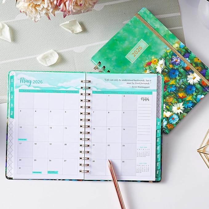 2026 Planner - Planner 2026 Weekly and Monthly, Jan 2026 - Dec 2026, 6.3’’ × 8.4’’, 12 Monthly Tabs, Hardcover, Elastic Closure, Inner Pocket