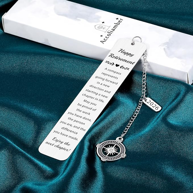 Retirement Gift for Woman Men 2026, Teacher Retirement Gifts for Women Men Happy Retirement Compass Bookmark Gift Ideas, Unique Retired Gifts for Retiring Women Coworker Boss Dad Mom Grandma Grandpa