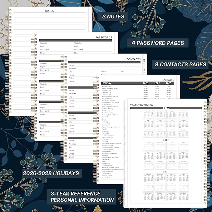 2026-2028 Monthly Planner - 2 Year Monthly Planner/Calendar 2026-2028, July 2026 - June 2028, 11" x 9", 24 Monthly Planner with Tabs, Back Pocket, Holidays, Twin-Wire Binding, Note Pages