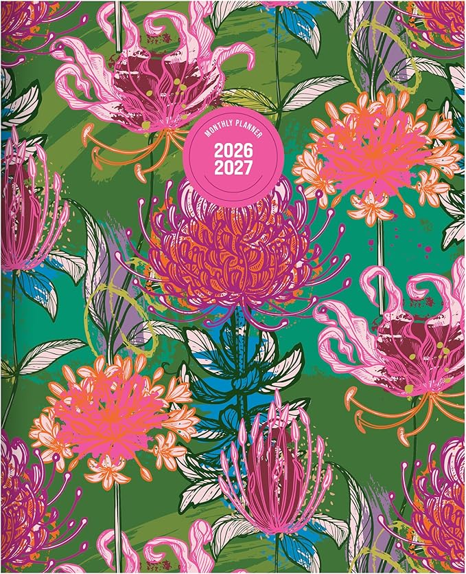 TF Publishing July 2026 - June 2027 Fully Floral Medium Monthly Planner - 12 Month Academic Planner 2026-2027 with 2-Page Spreads, Monthly Calendar Grids and Planning Prompts - 6.5 in x 8 in
