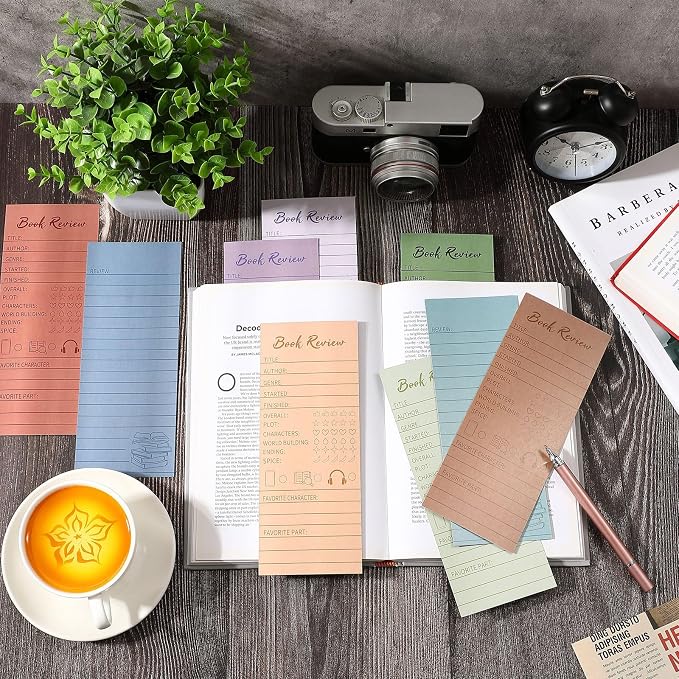 100 Pcs Colorful Book Review Bookmarks Book Marker Reading Log Bookish Gift for Readers Reading Page Markers to Review Tracker