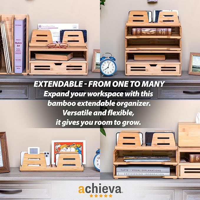Achieva Bamboo Small Adjustable File Sorter (71003)