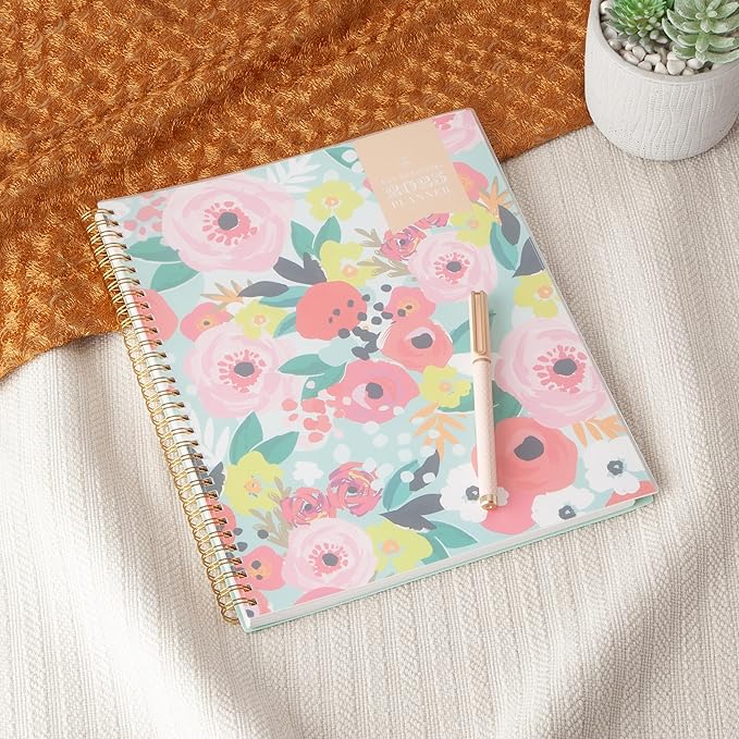 Blue Sky Day Designer 2025 Weekly and Monthly Planner Calendar, January 2025 - December 2025, 8.5" x 11", Frosted Cover, Wirebound, Storage Pocket, Secret Garden Mint