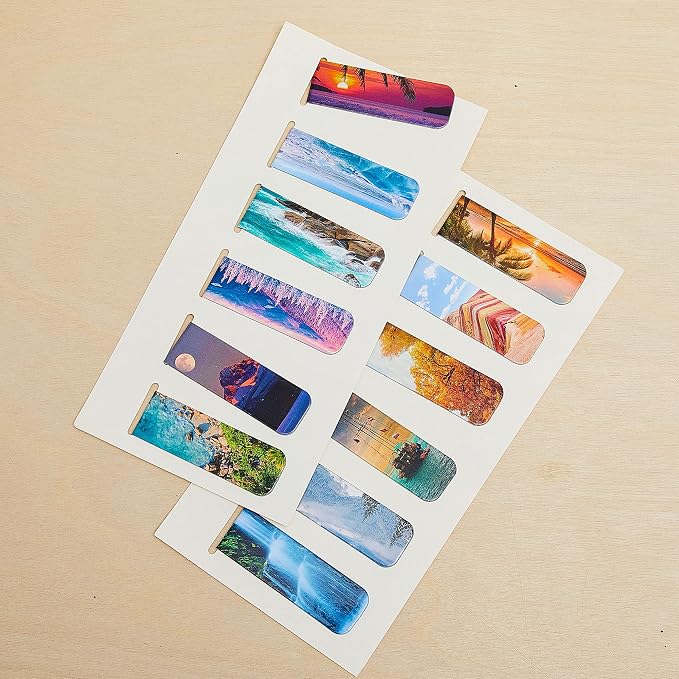 Tenare 12 Pcs Magnetic Bookmarks 12 Style Magnet Page Markers Assorted Bookmarks Clips for Reading Double Side Bookmark for Women Men Students Teachers End of School Year Gifts for Kids Bulk