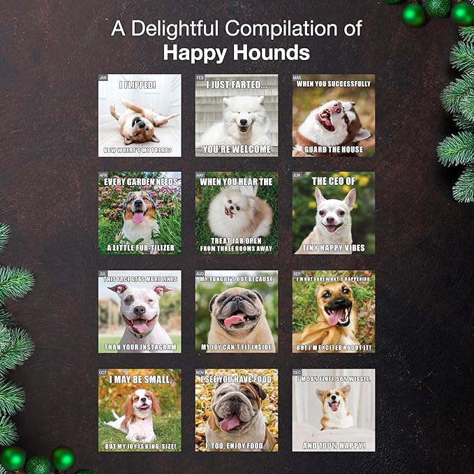 MICASA PRESS Dog-Gone Happy 2026 Wall Calendar 12 Month | 12" x 24" Open | Thick & Sturdy Paper | Giftable | Meme Pooches Puppy Funny Dog Calendar 2026