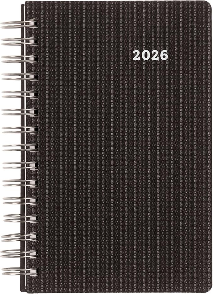 Brownline® 2026 DuraFlex Daily/Monthly Planner, Appointment Book, 12 Months, January to December, Twin-Wire Binding, 8" x 5", Black (CB634V.BLK-26)