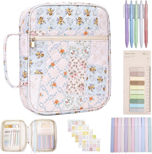 Large Bible Cover for Women, Durable Quilted Tote Bag with Handles, Bible Carry Case for Girls, Bible Study Supplies Accessories（Quilted）