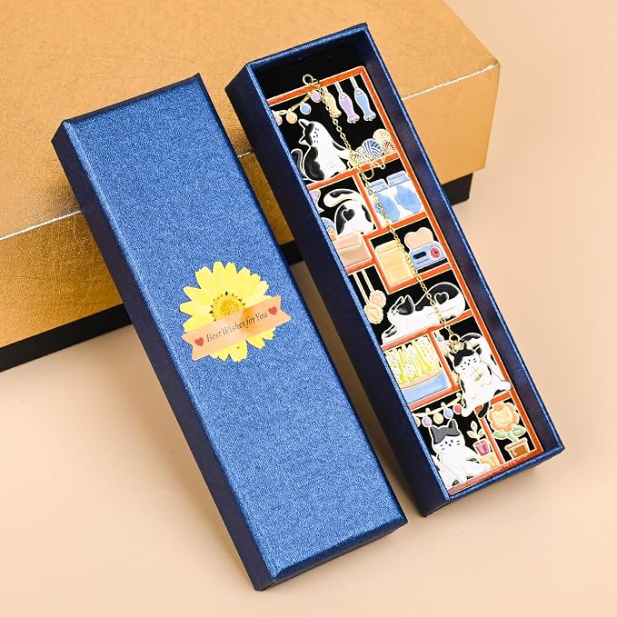 Funny Cat Bookmarks, Cat Metal Bookmark with Gift Box, Personalized Book Marks for Women, Reading, Book Maker Gifts for Mom, Friends, Dad, Teachers, Cat Lover, Book Lover, Graduation
