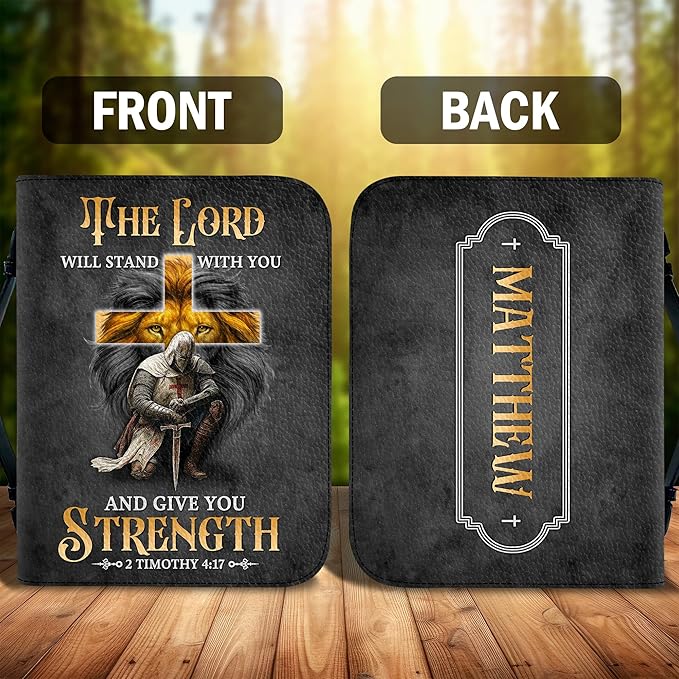 Personalized Man of God Bible Cover, God Says I Am Bible Case PU Leather, Bible Holder Handle Zipper, Faith Scripture with Name Case Bag, Religious Gifts for Church Christians Women Men (GOD-03)