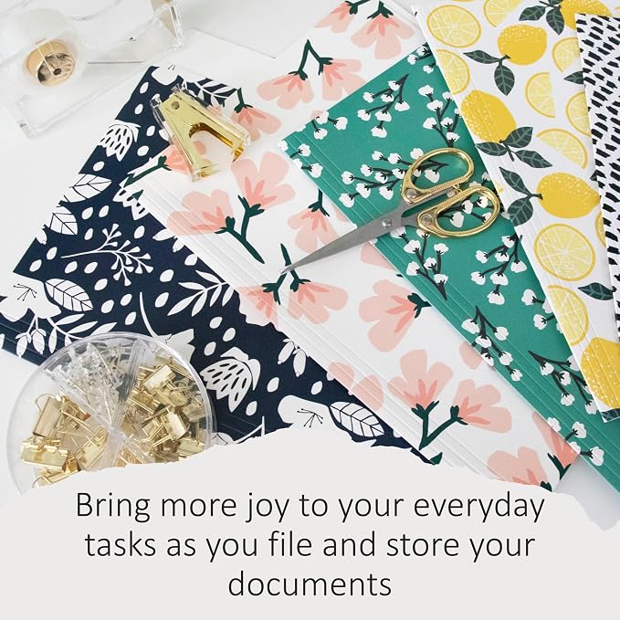 Cute File Folders, Set of 24 3-Tab Letter Size Decorative File Folders Boho Manilla 8.5 x 11 – Pretty Designer Home Office School Supplies (Mesmeric)
