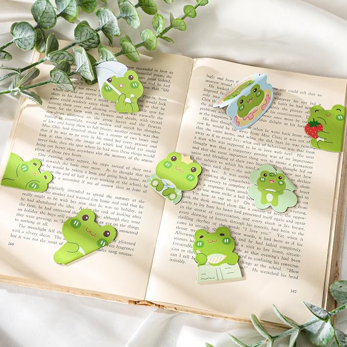 Frog Magnetic Bookmarks Gifts - 8 Pcs Bookmark for Adults Women Book Lovers Page Clips Office Reading Accessories Bookworms Gift for Graduation