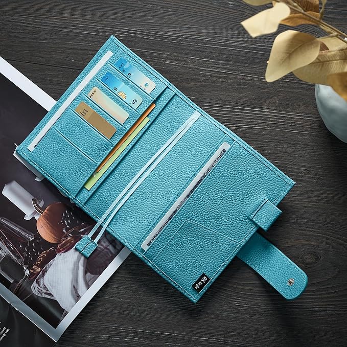 A6 Genuine Leather Techo Notebook Cover Compatible with Hobonichi Original Stalogy Midori MD with 5 Card Slots Pen Loop Bookmarks Back Pocket