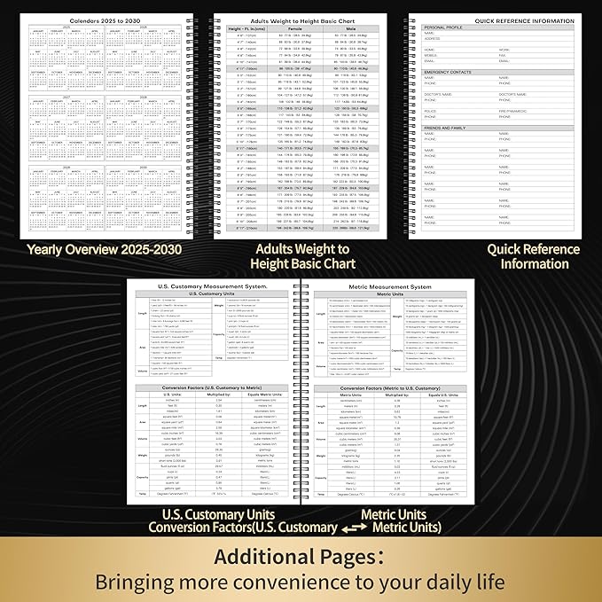 Daily Planner - 9'' x 11'' Notebook with Hourly Schedule, Undated Workbook to Record Your Appointments, 208 Pages, Elastic Closure, Inner Pocket