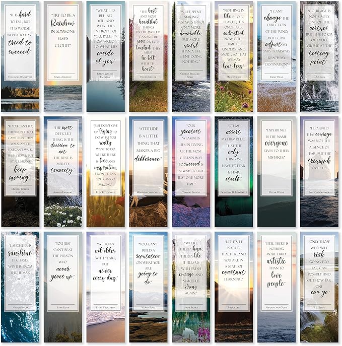 Inspirational Nature Bookmarks with Quotes - Pack of 48