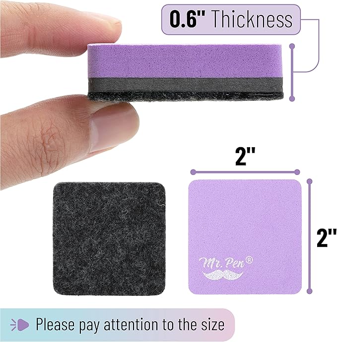 Mr. Pen- Mini Magnetic Dry Erase Erasers, 2" x 2", 24 Pack, Colorful Small Magnetic Whiteboard Dry Erase Erasers Bulk for Kids, Teachers, Students and Classroom Supplies