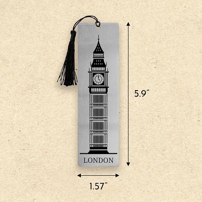 Stainless Steel Bookmarks – Set of 3 Featuring Eiffel Tower, Big Ben, and Statue of Liberty, 150x40mm, Laser-Engraved, Durable Metal, Perfect for Book Lovers & Unique Gift Ideas. Traveler’s Series