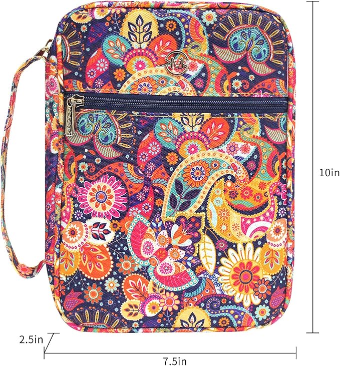 G-LEAF Bible Cover Case/Book Cover, Bible Case for Women Girls, Bible Cover Bags Floral Pattern With Handle Fits for Standard Size Bible, 9.5x6.7x2.5 In