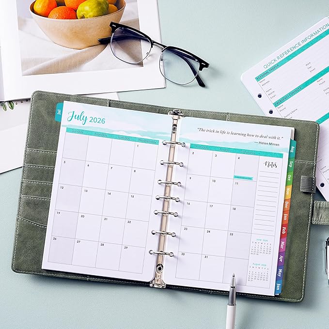 2026-2027 Planner Refills - A5 Planner Inserts with 7-Hole Punched, JUL 2026 - JUN 2027, 5-1/2" x 8-1/2", Planner Refills 2026-2027, A5 Binder Inserts, Weekly Monthly Planner 26-27 with Colorful Tabs