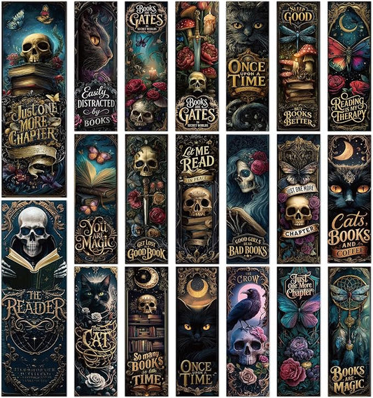 Dark Romance Bookmarks Gifts Set - Wxiben 120 Pcs Dark Fantasy Book Marks for Book Lovers Gothic Skull Bookmark Tarot Cards Book Markers for Women Men Students Teachers School Supplies