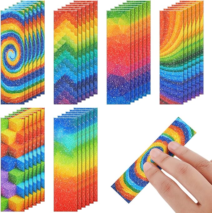 Gersoniel 36 Pcs Anxiety Sensory Stickers Strips Adhesive Textured Mental Health Calm Stickers Mindfulness Fidget Decals Stress Anxiety Relief Items for Therapy Office Desk(Rainbow Style)