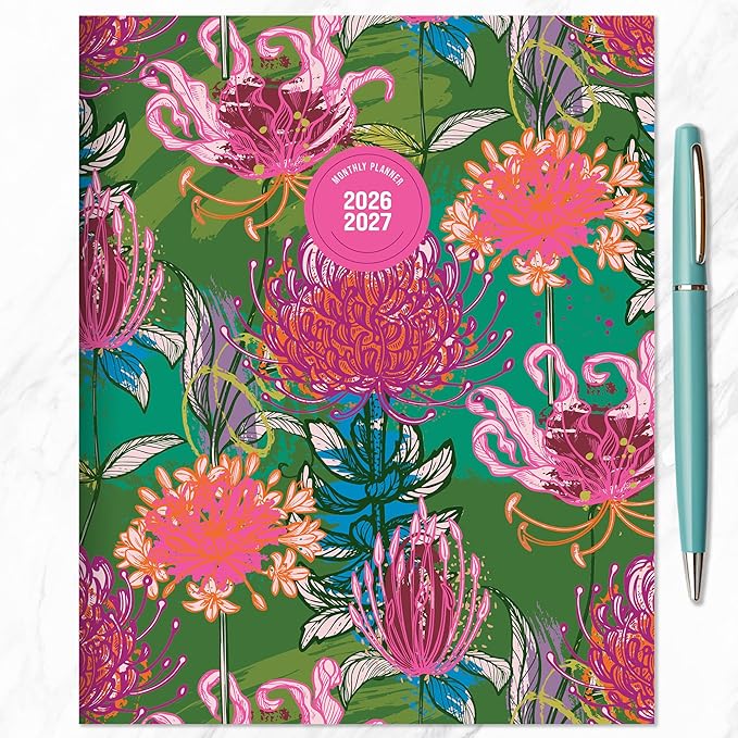 TF Publishing July 2026 - June 2027 Fully Floral Medium Monthly Planner - 12 Month Academic Planner 2026-2027 with 2-Page Spreads, Monthly Calendar Grids and Planning Prompts - 6.5 in x 8 in