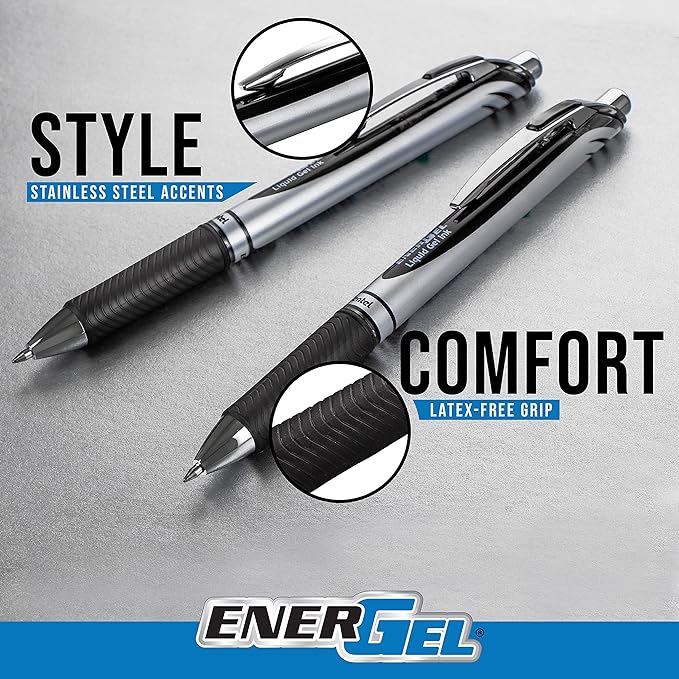 Pentel EnerGel Inspire Love/Teach/Hope, (0.7mm) Medium Line, Black Ink, Pack of 3 (BL77INSPBP3M1)