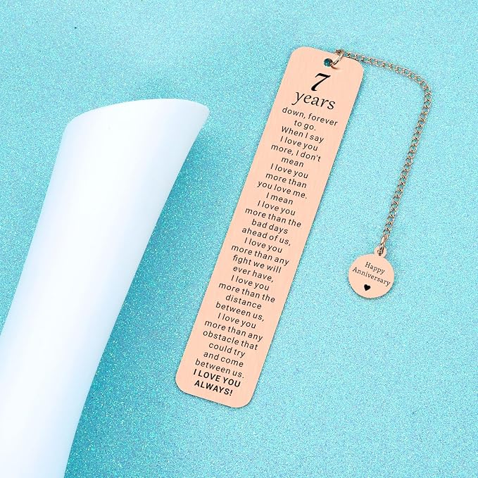 7 Years 7th Anniversary Copper Gifts for Him Her Men Women Couple 7th Copper Anniversary Wedding Gifts for Her Wife Girlfriend Husband Anniversarys Coppers Christmas Valentine Gift Bookmark for Women