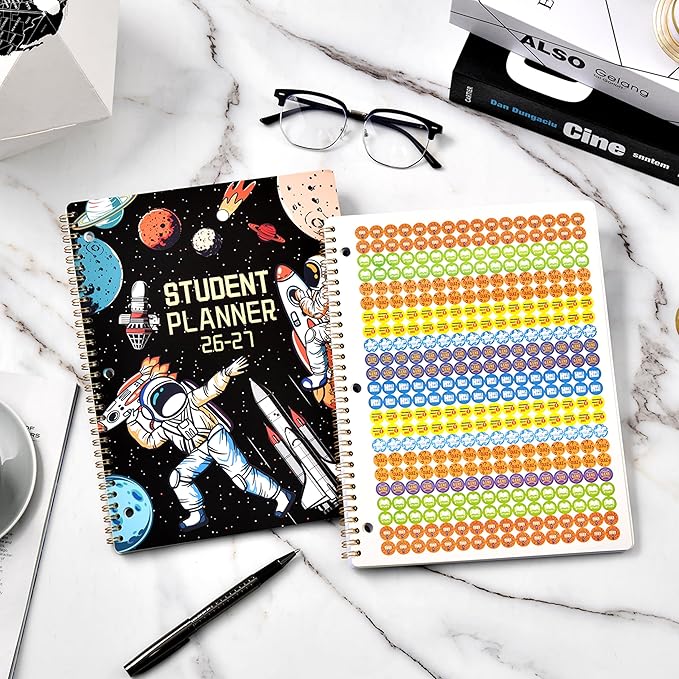 Student Planner 2026-2027 - Academic Planner 2026-2027 with Stickers, July 2026- June 2027, 9" X 11", Planner Weekly and Monthly, 3-Hole Punched Academic Calendar