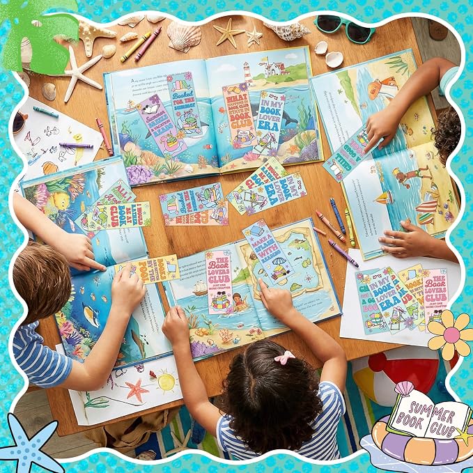 Laffact Summer Reading Bookmarks - 120Pcs Colorful Vacation Bookmarks Reading Tracker, Summer Breeze Style Page Marker, Readers Accessories Book Club Gifts for Book Lover Bookish Birthday Party Favors