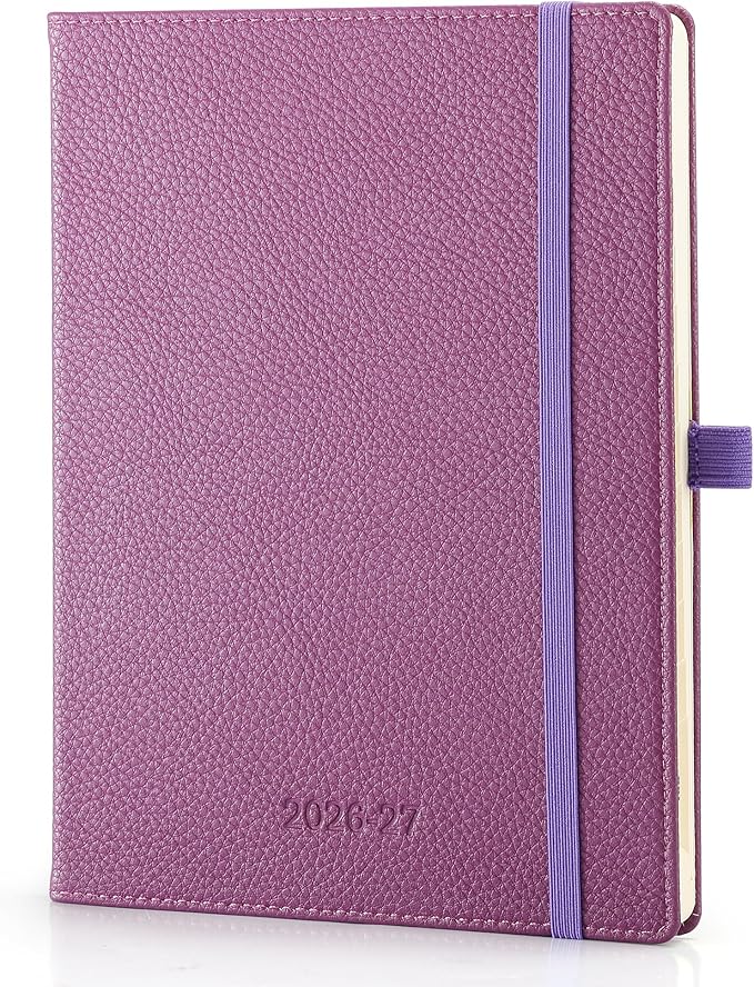 Weekly Planner 2026-2027 A5 (6.5" x 8.5") 12 Months (Jul'26 - Jun'27) Weekly & Monthly Planner with Month Tabs & Inner Pocket, Expenses/Note Pages, PU Leather Purple