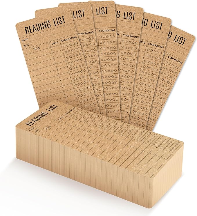 110 PCS Reading List Bookmarks, Kraft Book Tracker and Reading Log Bulk Bookmarks for Book Lovers, Students, Teachers, Graduation Gifts, Back-to-School Supplies (3” x 7.9”)